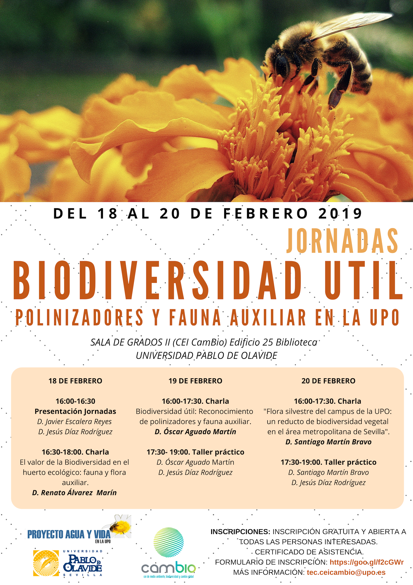 Jornadas: Biodiversidad útil: polinizadores y fauna auxiliar en la UPO