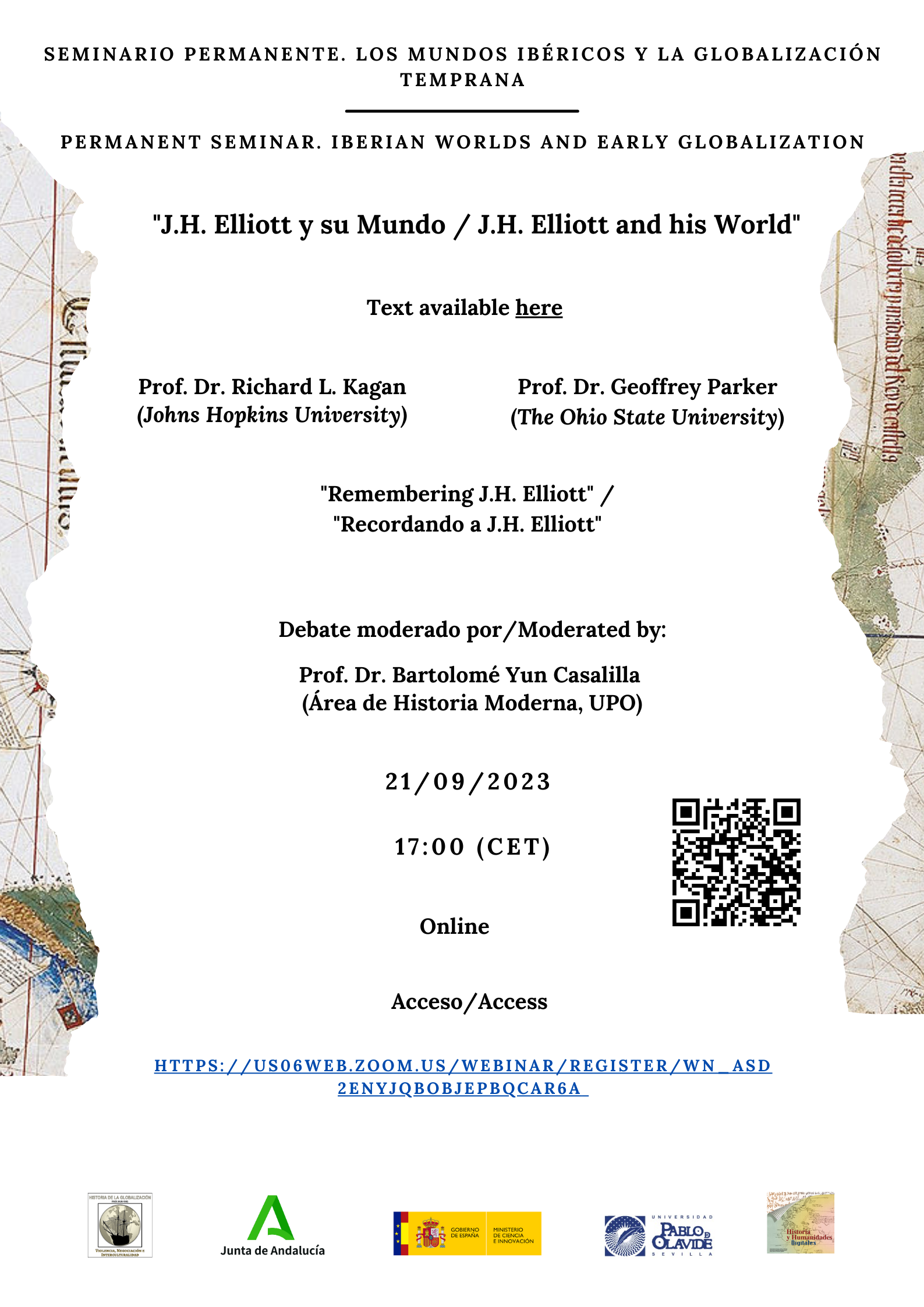 Sesión inaugural del Seminario Permanente «Los mundos ibéricos y al globalización temprana» el próximo 21 de septiembre 17:00 h.
